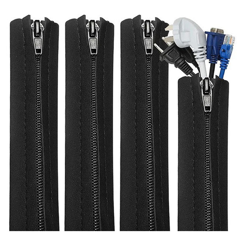 Cable Management Sleeve,Cable Organizer with Zipper for Desk TV PC Computer Home Office (4pcs) - Black Cable Management Sleeve,Cable Organizer with Zipper for Desk TV PC Computer Home Office (4pcs) - Black